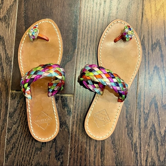 Stunning Emanuela Caruso Braided Mix Color Sandal Size 36